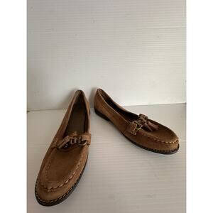White Mountain Women’s Loafers Suede Brown Chestnut Slip-On Chunky Sole Size 10